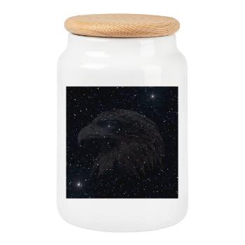 coole vögel mann, weißkopf Seeadler Nachtmuster - Keksdose mit Holzdeckel - Weiß - Vorne