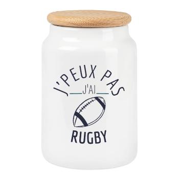 j peux pas j ai rugby - Boîte à biscuits avec couvercle en bois - blanc - Devant