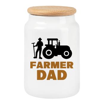 Farmer Statement Tractor Farming Vehicle - Cookie Jar with Wooden Lid - white - Front