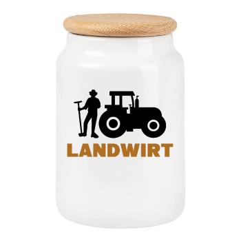 Landwirt Traktor Spruch Landleben Biobauer Feld - Keksdose mit Holzdeckel - Weiß - Vorne