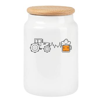 Kraftfahrzeug Traktor Nutzfahrzeug Ackerbau Feld - Keksdose mit Holzdeckel - Weiß - Vorne