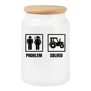 Vehicle Tractor Statement Farmer Farming Country Air - Cookie Jar with Wooden Lid - white - Front