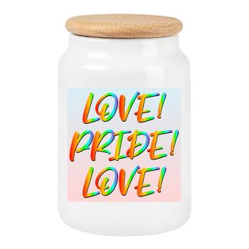 LOVE PRIDE LOVE LGBTQ SAYINGS DIVERSITY DIVERSITY - Cookie Jar with Wooden Lid - white - Front