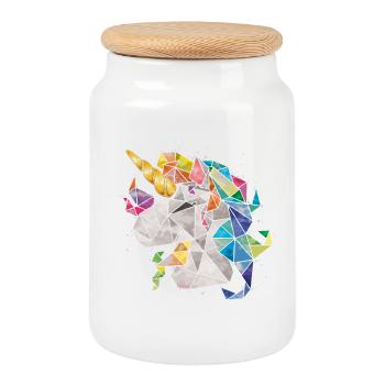 Einhorn Rainbow Chibi Kind - Keksdose mit Holzdeckel - Weiß - Vorne