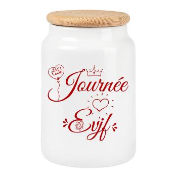 EVJF - Team Future Mariée. Enterrement célibataire - Boîte à biscuits avec couvercle en bois - blanc - Devant