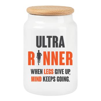 Ultra Runner. Lorsque les jambes abandonnent, l’ continue. - Boîte à biscuits avec couvercle en bois - blanc - Devant