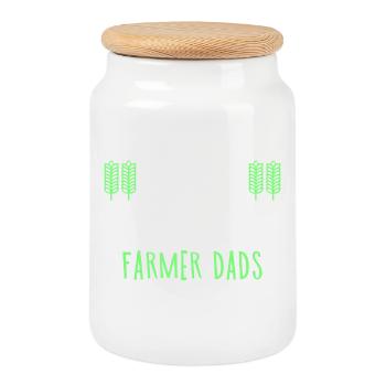 Farmer Motor Vehicle Tractor Statement Organic Farmer - Cookie Jar with Wooden Lid - white - Front
