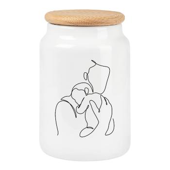 Vater-Sohn-Geschenk für Neugeborene personalisiert - Keksdose mit Holzdeckel - Weiß - Vorne