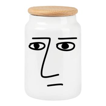 Art Face Artist Man - Cookie Jar with Wooden Lid - white - Front