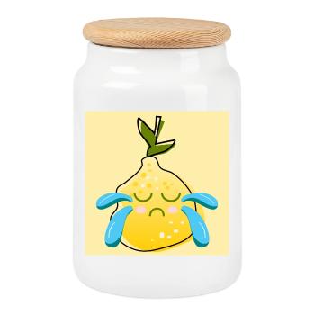 Triste citron COMIC WINE LIME SUMMER FOOD - Boîte à biscuits avec couvercle en bois - blanc - Devant