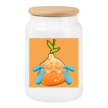 TRISTESSE - ORANGE TRISTE - FRUITS D’ÉTÉ - Boîte à biscuits avec couvercle en bois - blanc - Devant