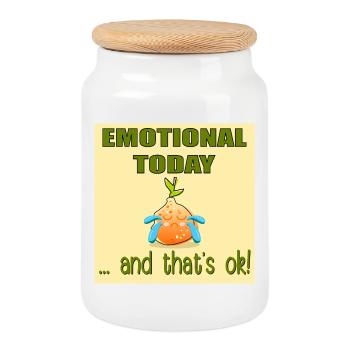 Emotional Today Quote - FEELINGS - Orange - Cookie Jar with Wooden Lid - white - Front