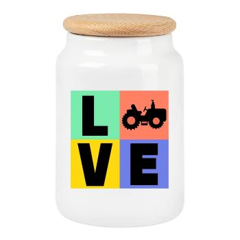 Tractor Saying Farmer Country Air Motor Vehicle - Cookie Jar with Wooden Lid - white - Front