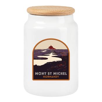 Bunte Illustration des Mont Saint Michel - Keksdose mit Holzdeckel - Weiß - Vorne