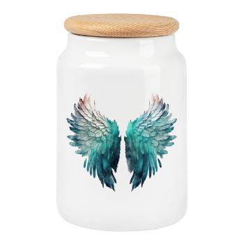 Ailes d'Ange Aquatiques Peintes - Boîte à biscuits avec couvercle en bois - blanc - Devant