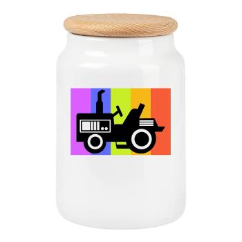 Traktor Kraftfahrzeug Biobauer Ackerbau Fahrzeug - Keksdose mit Holzdeckel - Weiß - Vorne