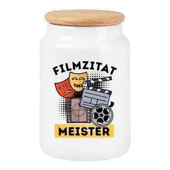 Movies Statement Cinema Night Movie Watch Movies - Cookie Jar with Wooden Lid - white - Front
