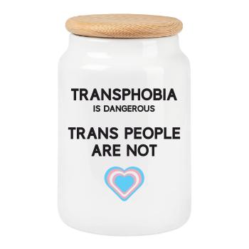 Mois de la fierté LGBT - Personnes trans - Boîte à biscuits avec couvercle en bois - blanc - Devant