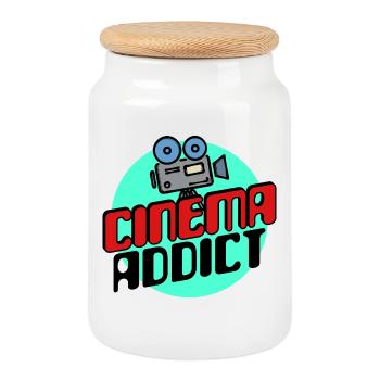 Movie Night Movies Series Statement Movie Night - Cookie Jar with Wooden Lid - white - Front