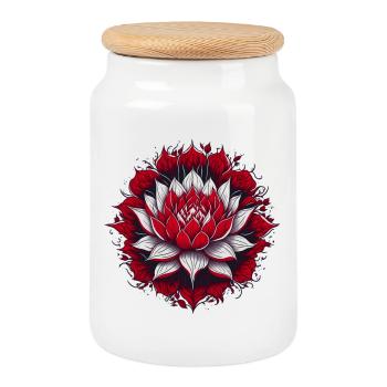Lotus - Cookie Jar with Wooden Lid - white - Front
