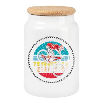 Vélo de montagne - Boîte à biscuits avec couvercle en bois - blanc - Devant