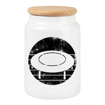 Trampoline drawing - Cookie Jar with Wooden Lid - white - Front