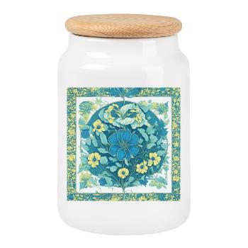 Blumen - Keksdose mit Holzdeckel - Weiß - Vorne
