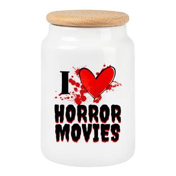 I Love Movie Statement Movies Heart Cinema Series - Boîte à biscuits avec couvercle en bois - blanc - Devant