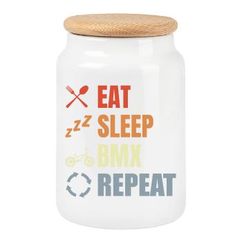 Eat Sleep BMX Repeat - Keksdose mit Holzdeckel - Weiß - Vorne