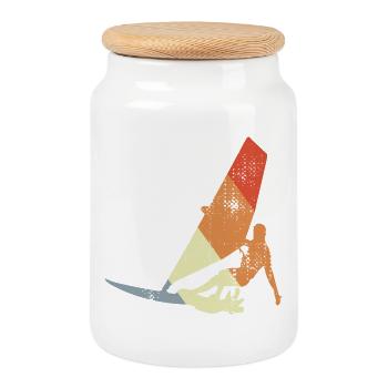 Vintage Windsurfers - Boîte à biscuits avec couvercle en bois - blanc - Devant