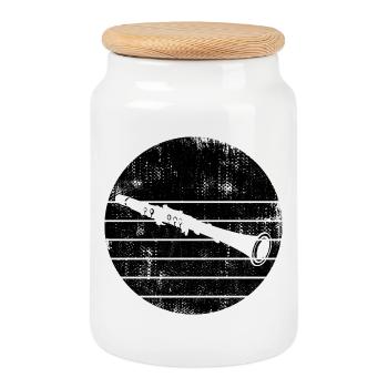 Dessin de clarinette - Boîte à biscuits avec couvercle en bois - blanc - Devant
