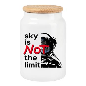 sky is Not the limit black - Keksdose mit Holzdeckel - Weiß - Vorne