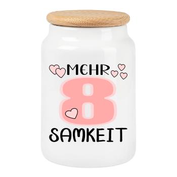 Mehr Achtsamkeit - Bewusstsein Meditation - Keksdose mit Holzdeckel - Weiß - Vorne