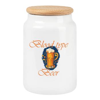 Blood type Beer - Cookie Jar with Wooden Lid - white - Front