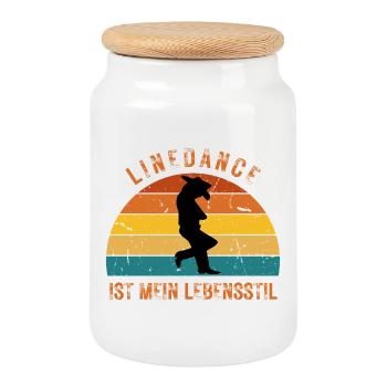 Ideales Geschenk: Linedance ist mein Lebensstil - Keksdose mit Holzdeckel - Weiß - Vorne
