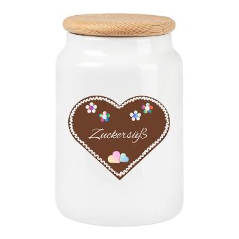 « Fairground Love » - Sucré-sucré - Boîte à biscuits avec couvercle en bois - blanc - Devant