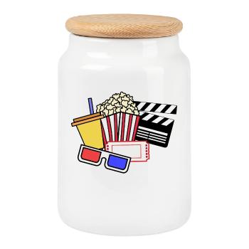 Regarder le film Déclaration du film Cineaste Cinema Night - Boîte à biscuits avec couvercle en bois - blanc - Devant