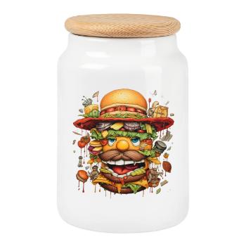 Visage caricatural de citoyen sauvage - Boîte à biscuits avec couvercle en bois - blanc - Devant