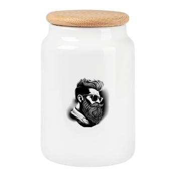 pas de blanc hipster - Boîte à biscuits avec couvercle en bois - blanc - Devant