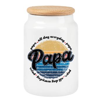 Papa Retro Sunset Script - Cookie Jar with Wooden Lid - white - Front