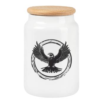 Strong eagle - Cookie Jar with Wooden Lid - white - Front