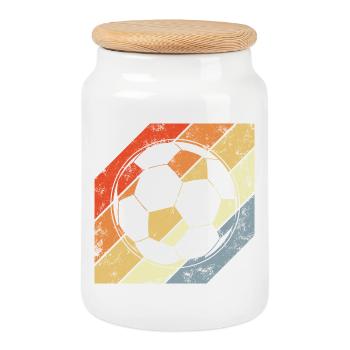 Vintage Fußball - Keksdose mit Holzdeckel - Weiß - Vorne
