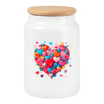 Love Heart - Cookie Jar with Wooden Lid - white - Front