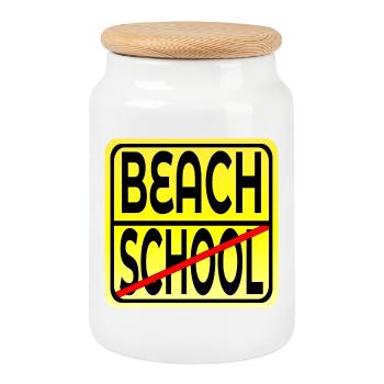 FIN DE L’ÉCOLE VACANCES D’ÉTÉ VACANCES À LA PLAGE - Boîte à biscuits avec couvercle en bois - blanc - Devant