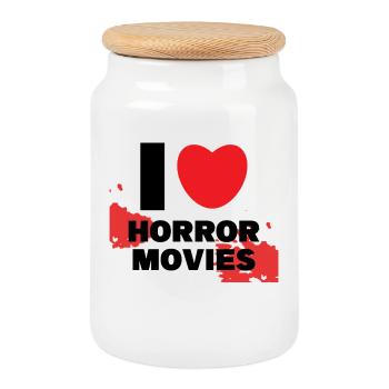 Kino Theater Ich Liebe Movies Streaming Herz - Keksdose mit Holzdeckel - Weiß - Vorne