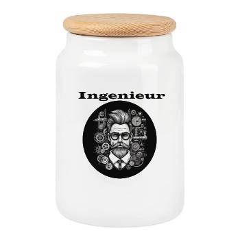 Engineer - Cookie Jar with Wooden Lid - white - Front