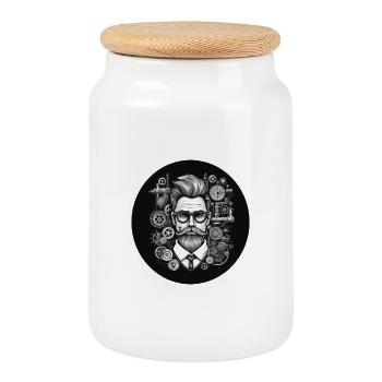 Mechanical Engineer white - Cookie Jar with Wooden Lid - white - Front