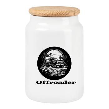 Tout-terrain - Boîte à biscuits avec couvercle en bois - blanc - Devant