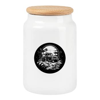 Offroader pour la vie blanc - Boîte à biscuits avec couvercle en bois - blanc - Devant