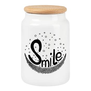 Smile - Keksdose mit Holzdeckel - Weiß - Vorne